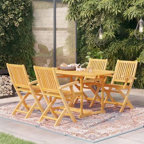 Möbel 5-tlg. Garten-Essgruppe Massivholz Teak - Balkonmöbel 3059535