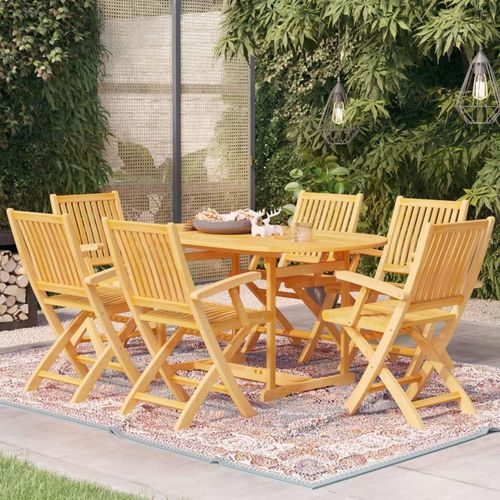 Möbel 7-tlg. Garten-Essgruppe Massivholz Teak - Balkonmöbel 3059561