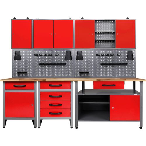 Werkstatt-Set ONDIS24, rot (anthrazit, rot), B:240cm H:205cm T:60cm, Metall, Werkbänke, 240 cm