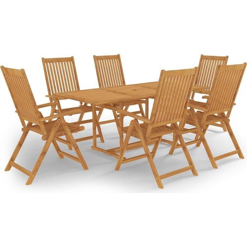 Möbel 7-tlg. Garten-Essgruppe Massivholz Teak - Balkonmöbel 3059565