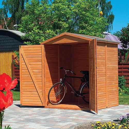 Promex Promadino Gerätehaus Rhön aus Holz in braun Geräteschrank Wandstärke: 10 mm Inklusive: Fußboden Gartenhaus