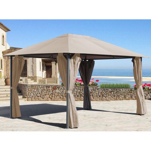 Metall Garten Pavillon Nizza 3x4m Sand mit 4 Seitenteilen Partyzelt