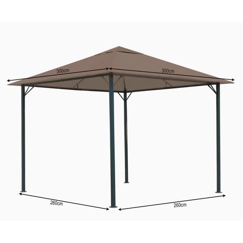 Metall Garten Pavillon Nizza 3x3m Antik Partyzelt Taupe / Beigegrau RAL 7006