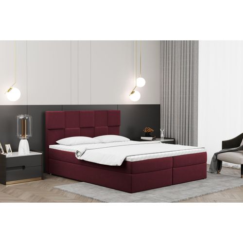 Kaiser Möbel Boxspringbett 200x200cm mit bettkasten und matratze+topper, Schlafzimmerbett CLARA Rotwein