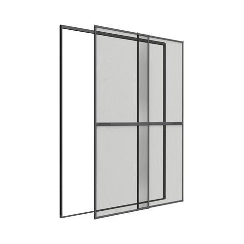 home protect Doppelschiebetür Aluminium Insektenschutz ohne Bohren anthrazit 230x240 cm