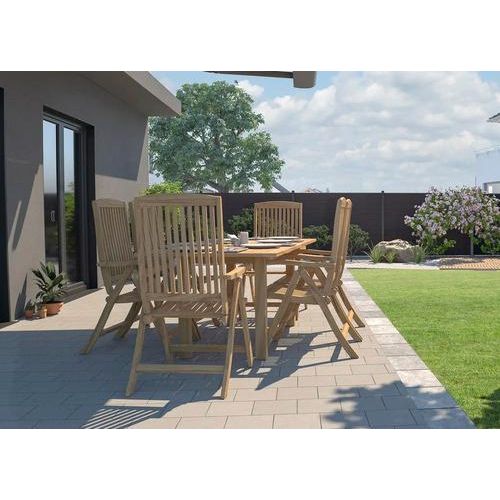 Gartentisch GARDEN PLACE Alva 200/160 x 90 x 75 cm braun aus robustem, geöltem Teakholz, Ausziehfunktion, bis zu 6 Sitzplätze