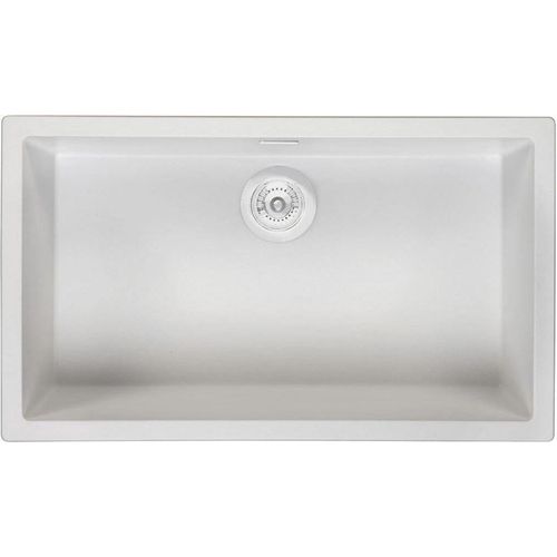 Weiße große Spüle 70x40 cm Unterbau, Aufsatz und Flacheinbau mit weißem Stöpsel 1208970521