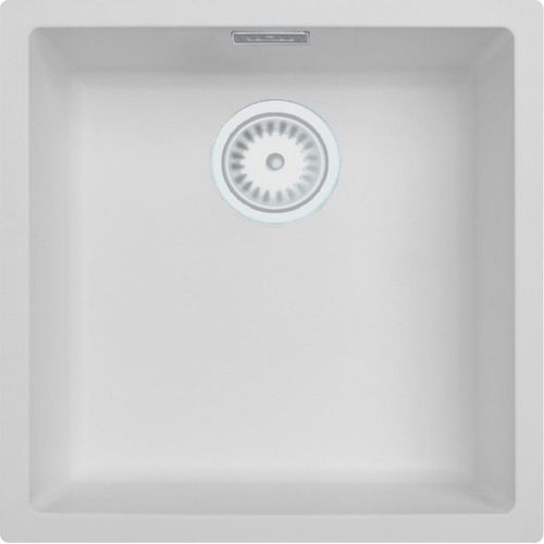 Weiße Spüle 40x40 cm Unterbau, Aufbau und Flacheinbau mit weißem Stöpsel 1208970536