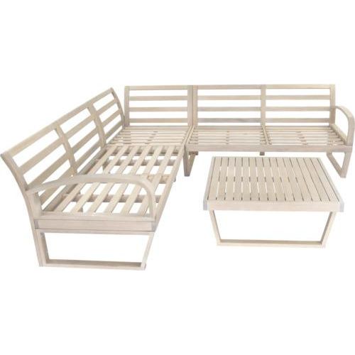 Gartenmöbelset GARDEN PLACE Maja 6-Sitzer 4-tlg. beige aus Eukalyptusholz, inkl. Auflagen
