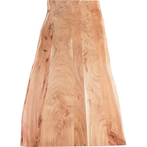 Tischplatte 160x60 cm Curt, Holzplatte Akazienholz massiv + naturfarben + lackiert, Baumkanten-Platte für Heimwerker, Arbeitsplatten, Tische & Fensterbretter