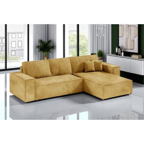 Ecksofa mit Schlaffunktion POSE, Cord gepolstert, POSO 01, Gelb