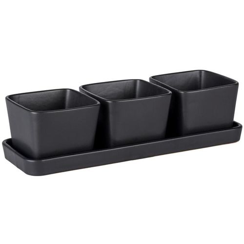 WENKO Dipschale »Snack & Dip«, 3 tlg., aus Keramik, Snackschalen für Knabbereien, Dips & Antipasti, je 300 ml, mit Tablett