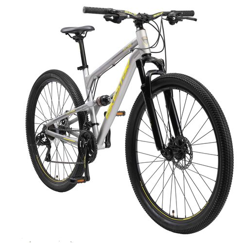 BIKESTAR Vollgefedert Aluminium Mountainbike 29 Zoll, 21 Gang Shimano Schaltung mit Scheibenbremse | 17,5 Zoll Rahmen Fully MTB Erwachsenen- und Jugendfahrrad | Grau