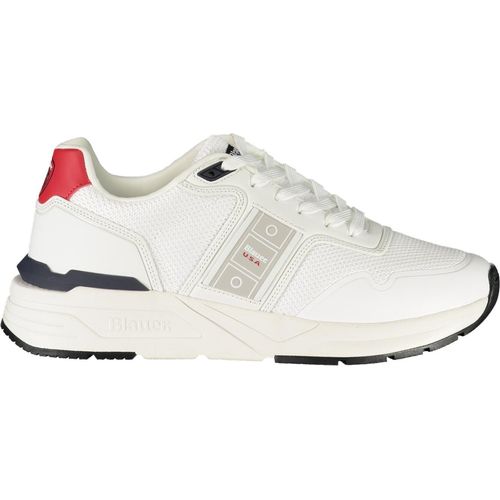 Weißer Herrensportschuh mit Kontrastdetails und Logo-Applikation
