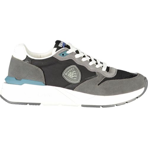 Schwarzer Herrensportschuh mit kontrastierenden Details und Applikation