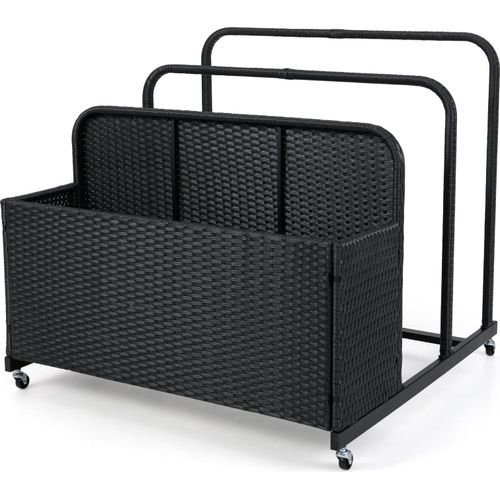 COSTWAY Pool Aufbewahrungskorb mit Rollen, Polyrattan Aufbewahrungsbehälter, Aufbewahrungsbox für Schwimmhilfen, Kissen, Rettungswesten, Bälle Schwarz