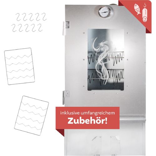 Räucherofen 80 cm hoch Edelstahl, Räucherschrank mit 3 Etagen