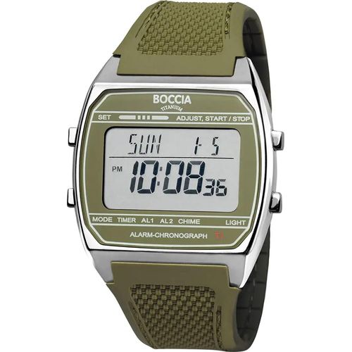 Boccia 3738-03 Digital-Uhr Titan Olivgrün