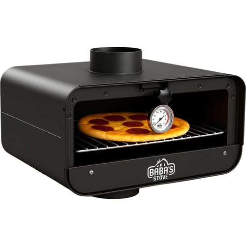 Babas Rauchrohr Backofen Kaminofen Backaufsatz Ofenrohr Backfach 150 mm Universal für Holzofen Kamin Integriertes Thermometer