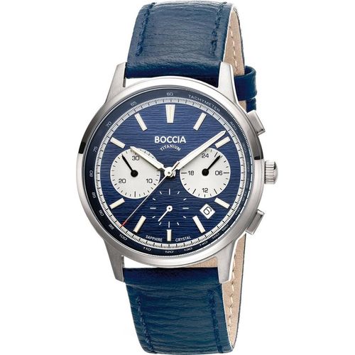 Boccia 3734-02 Herren-Uhr Chronograph Titan Dunkelblau