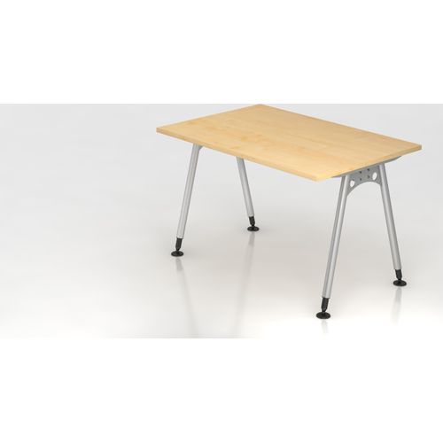 Schreibtisch A-Serie | inkl. Kabelwanne | A-Fuß | höheneinstellbar, Größe Tischplatte:120 x 80 cm, Farbe Tischplatte:Ahorn