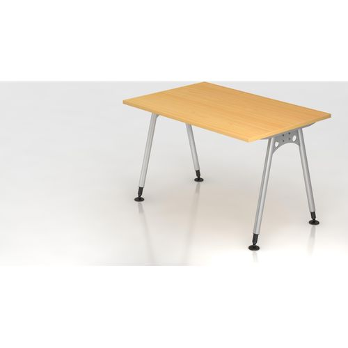 Schreibtisch A-Serie | inkl. Kabelwanne | A-Fuß | höheneinstellbar, Größe Tischplatte:120 x 80 cm, Farbe Tischplatte:Buche