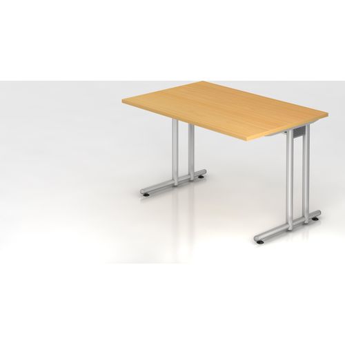 Schreibtisch N-Serie | C-Fuß | inkl. Kabelwanne, Größe Tischplatte:120 x 80 cm, Farbe Tischplatte:Buche