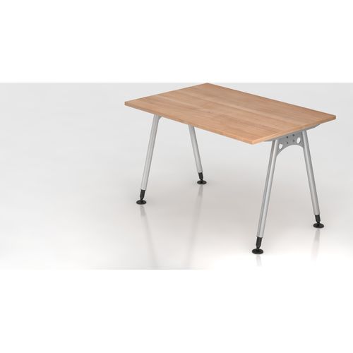 Schreibtisch A-Serie | inkl. Kabelwanne | A-Fuß | höheneinstellbar, Größe Tischplatte:120 x 80 cm, Farbe Tischplatte:Nussbaum