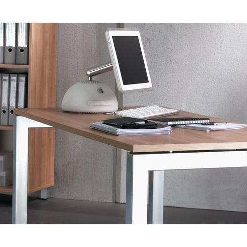 Schreibtisch J-Serie | 4-Fuß-Gestell | höheneinstellbar | extrem stabil, Größe Tischplatte:160 x 80 cm, Farbe Tischplatte:Ahorn