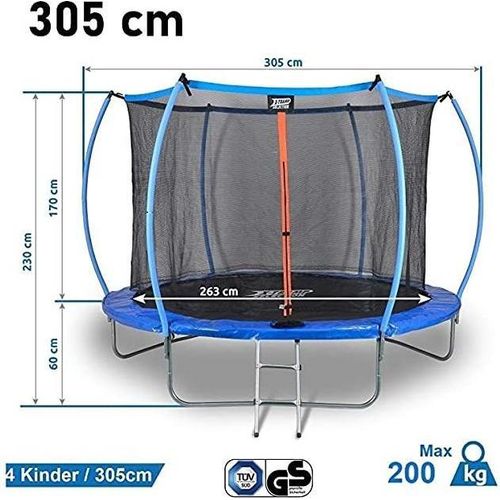 SENA Dunlop Trampolin Ø 305 cm - Gartentrampolin für 4 Kinder oder 3 Erwachsene, Outdoor / Draussen Hüpf Spielgerät, Garten Jumping