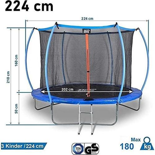 SENA Dunlop Trampolin Ø 224 cm - Gartentrampolin für 3 Kinder oder 2 Erwachsene, Outdoor / Draussen Hüpf Spielgerät, Garten Jumping