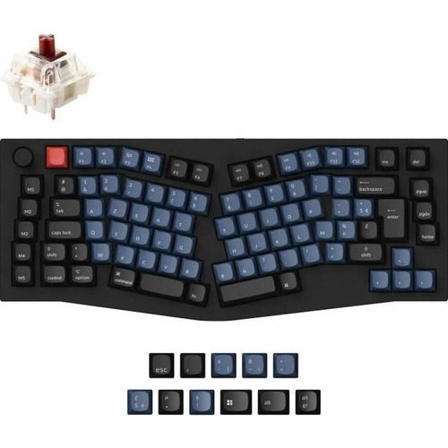 Q10 (schwarz/blaugrau, DE-Layout, Gateron G Pro Brown, Alice Layout, Hot-Swap, Aluminiumrahmen, RGB)