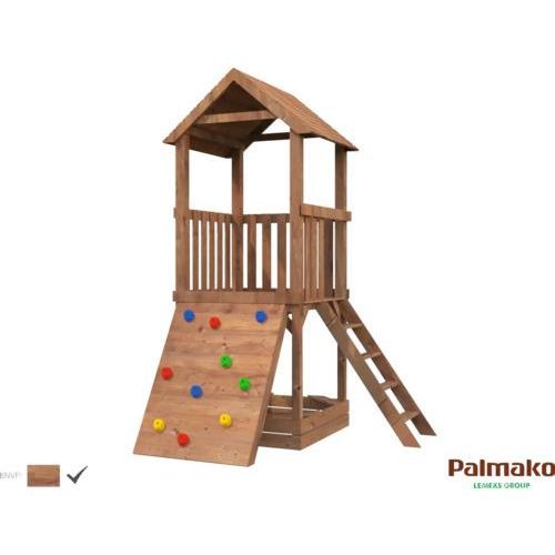 Kletterwand Palmako 102 x 11 cm Holz braun bestehend aus Klettersteine, Holzrampe