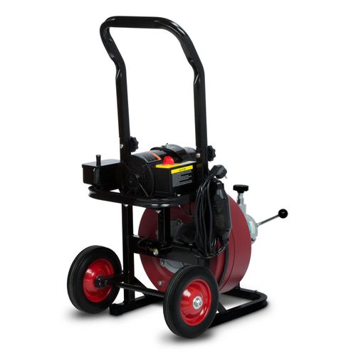 EBERTH Rohrreiniger Rohrreinigungsmaschine Elektrisch mit 20m Spirale, Vorschubeinheit, 400W Motor, Fahrgestell, 13mm Spiraldurchmesser
