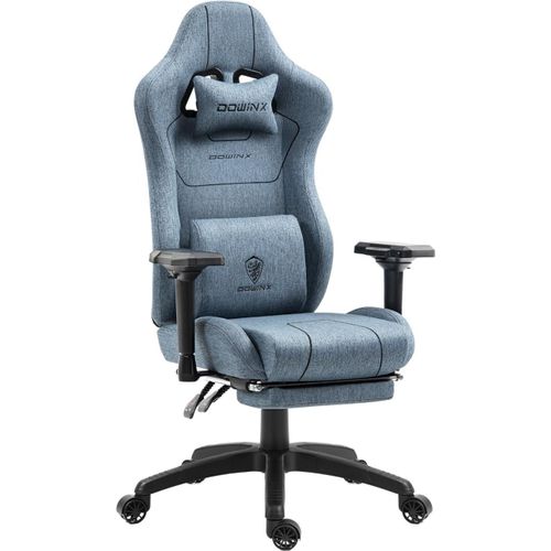 Gaming Stuhl Blau mit Massagefunktion und Fußstützen