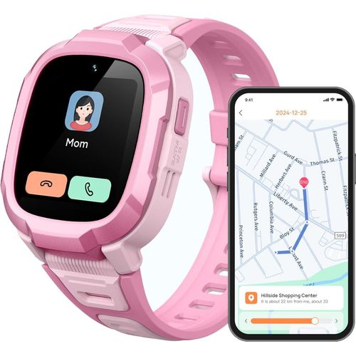 für Kinder mit GPS und Telefonuhr, Schrittzähler, Kinder-Tracker, HD-Video, 2 ATM wasserdicht