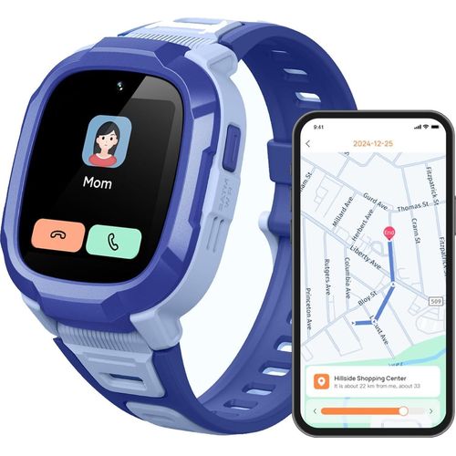 für Kinder mit GPS und Telefonuhr, Schrittzähler, Kinder-Tracker, HD-Video, 2 ATM wasserdicht