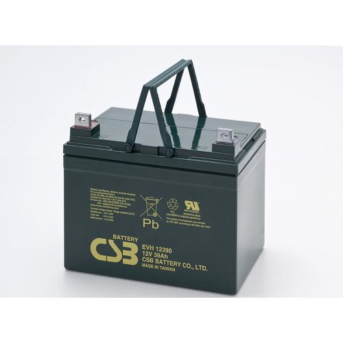 CSB-EVH12390 12 Volt AGM Bleiakku 39Ah, 195x130x178mm M6 Flachpol - M6 B/N Zyklenfest + Standby