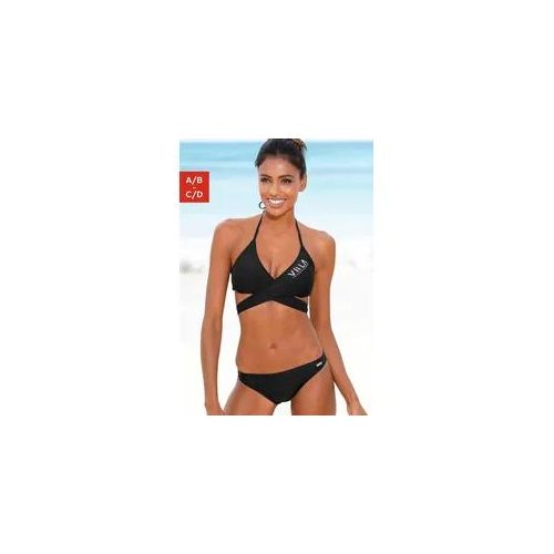 Triangel-Bikini VENICE BEACH, Damen, Gr. 38, Cup A/B, schwarz, Polyamid, unifarben, Bikini-Sets Triangel-Bikini, mit Top zum Wickeln