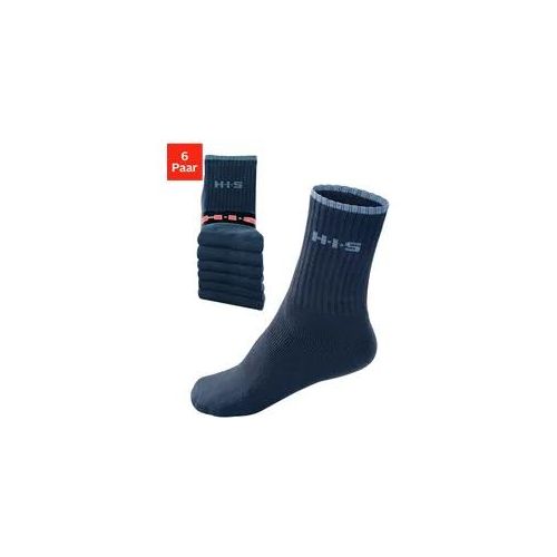 Sportsocken H.I.S, Herren, Gr. 47-48, blau (marine), Baumwollmischung, Rippstruktur, elastisch, Socken Sportsocken, mit Frottee & verstärkten Belastungszonen