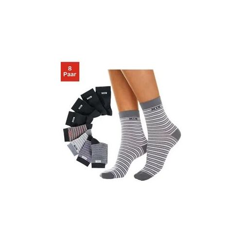 Socken H.I.S, Damen, Gr. 39-42, bunt (schwarz, bunt), Baumwolle, Elasthan, Polyamid, geringelt, unifarben, elastisch, Socken Socken, geringelt und unifarben