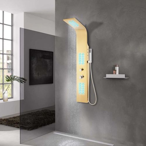 Prolenta Premium - Duschpaneel Edelstahl 201 Golden Gebogen