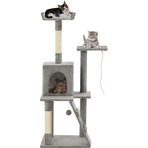 Katzenbaum mit Sisal-Kratzsäulen 120 cm Grau