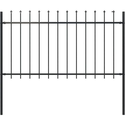 Gartenzaun mit Speerspitzen Stahl 1,8 m Schwarz