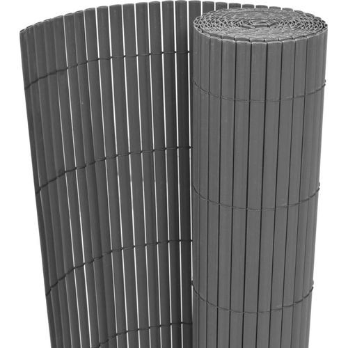 Gartenzaun Doppelseitig PVC 150 x 500 cm Grau