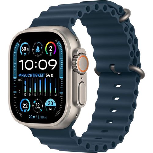 Watch Ultra 2 GPS + Cellular, 49 mm Titan­gehäuse, Ocean Armband Blau
