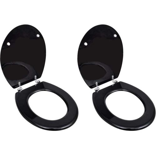 Toilettensitze mit Deckel 2 Stk. MDF Schwarz