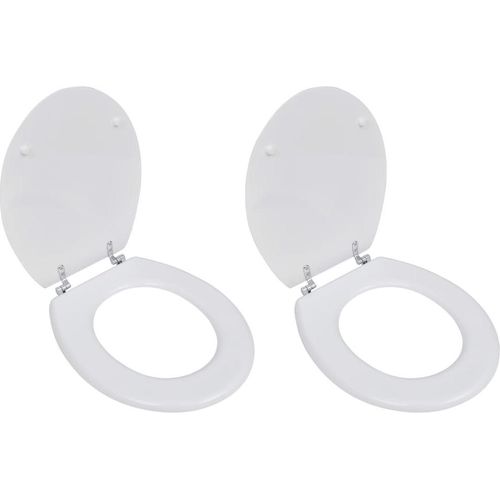 Toilettensitze mit Deckel 2 Stk. MDF Weiß