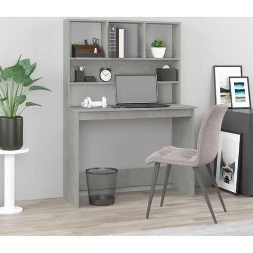 Schreibtisch mit Regal Betongrau 102x45x148 cm Holzwerkstoff