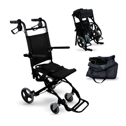 Mobiclinic, Transitrollstuhl, Saturno, Aluminium, bis 10 kg, Bremsen an den Griffen, Klapptritt, klappbar, Sicherheitsgurt